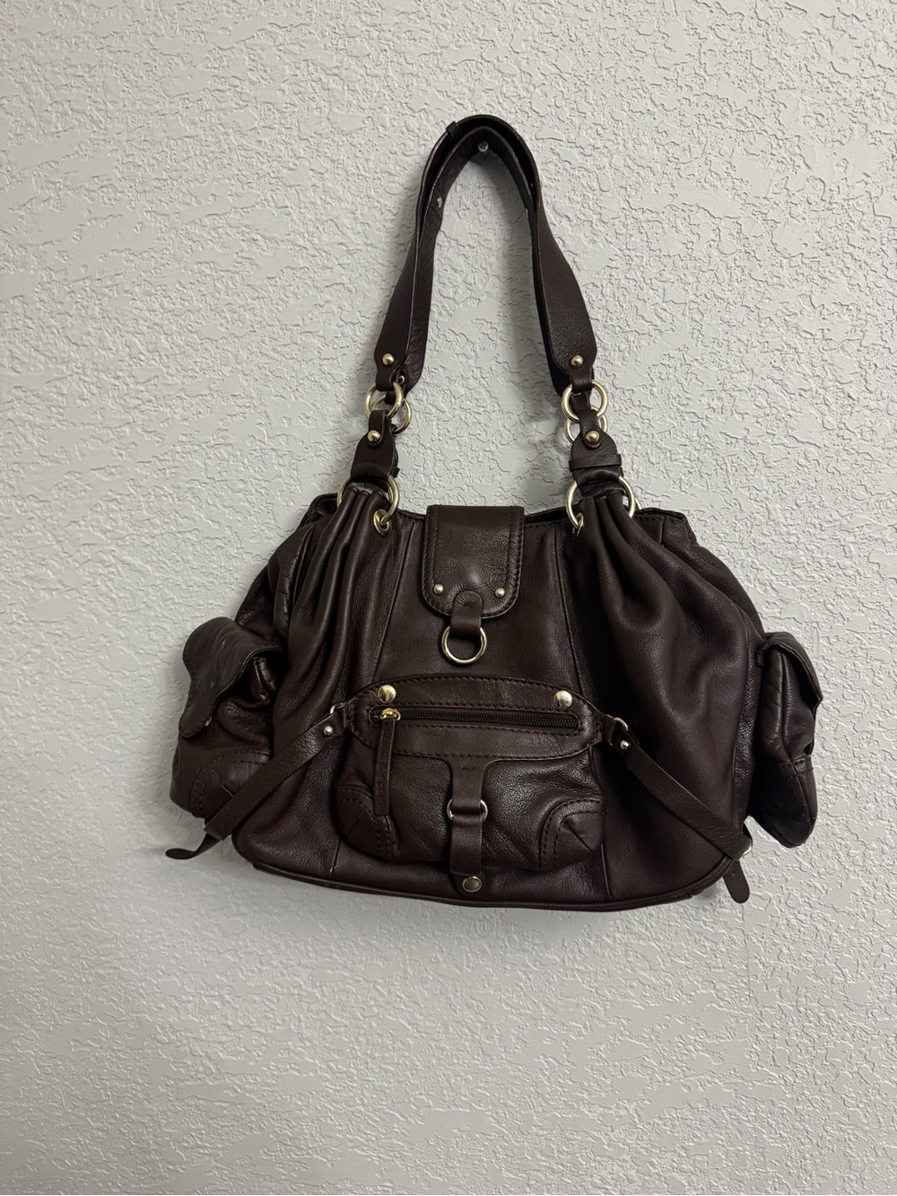 David & Scotti Vintage Classic Women's Shoulder Bag - Dark Brown Leather